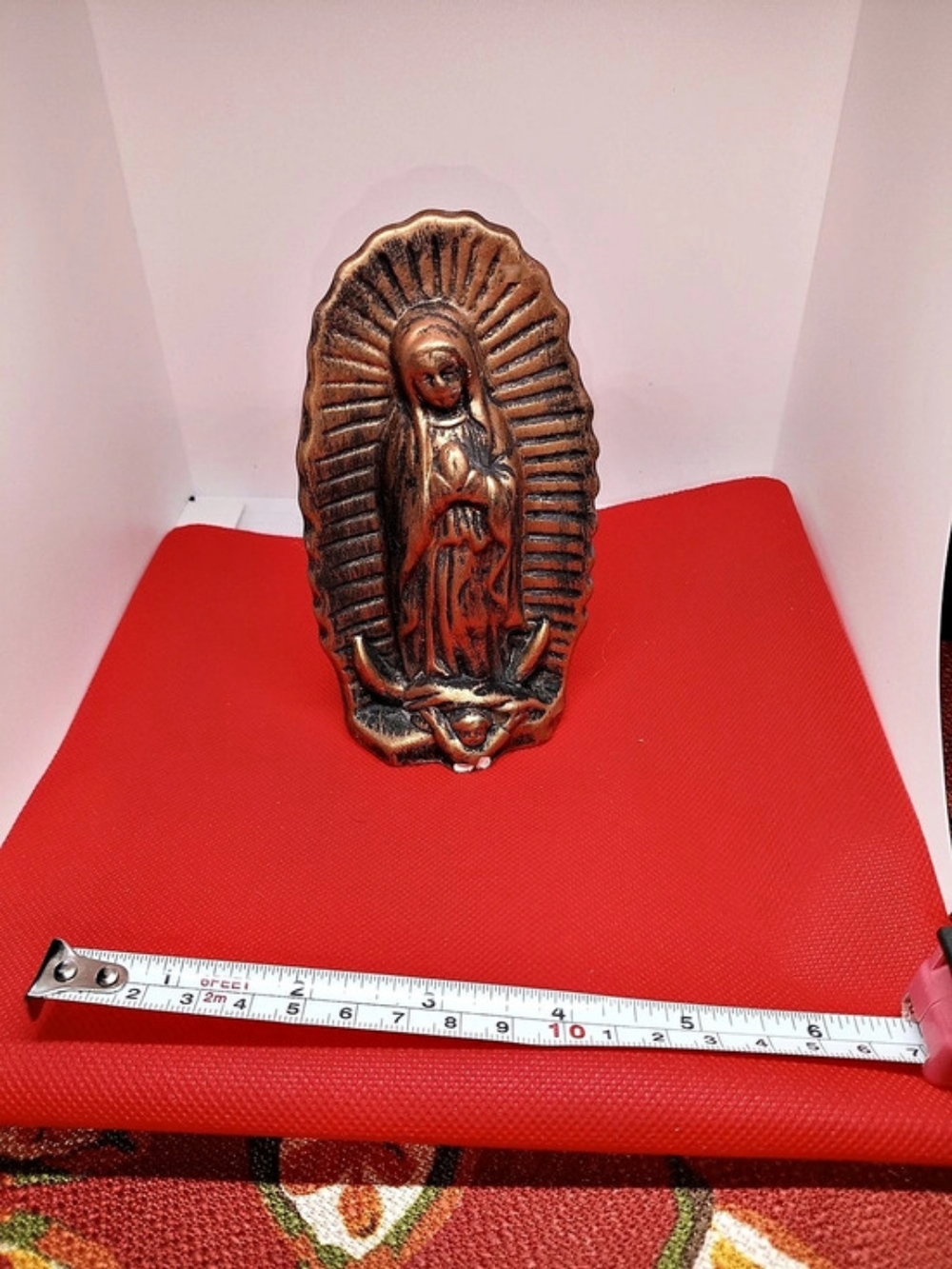 Religious Figure Sculpture in Brown & Gold